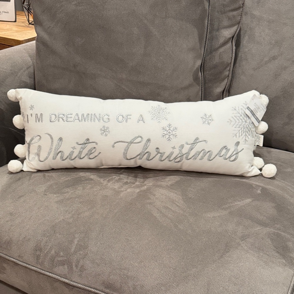 Ashland White and Silver Holiday Pillow